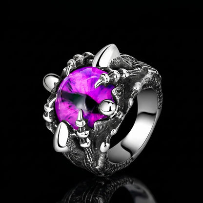 Talon Eye Ring Purple Eye Front View Gothic Statement Jewelry
