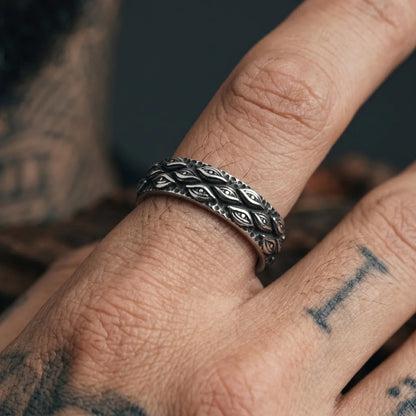 Tattooed Hand Wearing All Seeing Eye Band Ring Alternative Biker Accessories