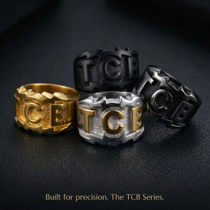 TCB Rings Collection Premium Stainless Steel Chunky Mens Band Rings