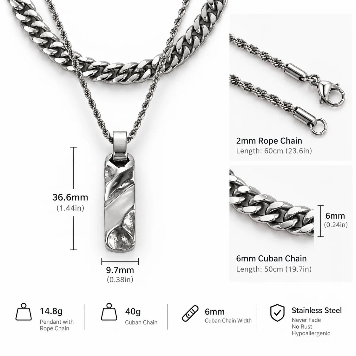 textured bar necklace dimensions and weight