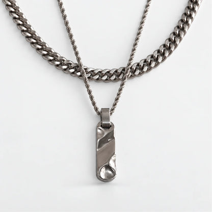 textured bar necklace layered set white background