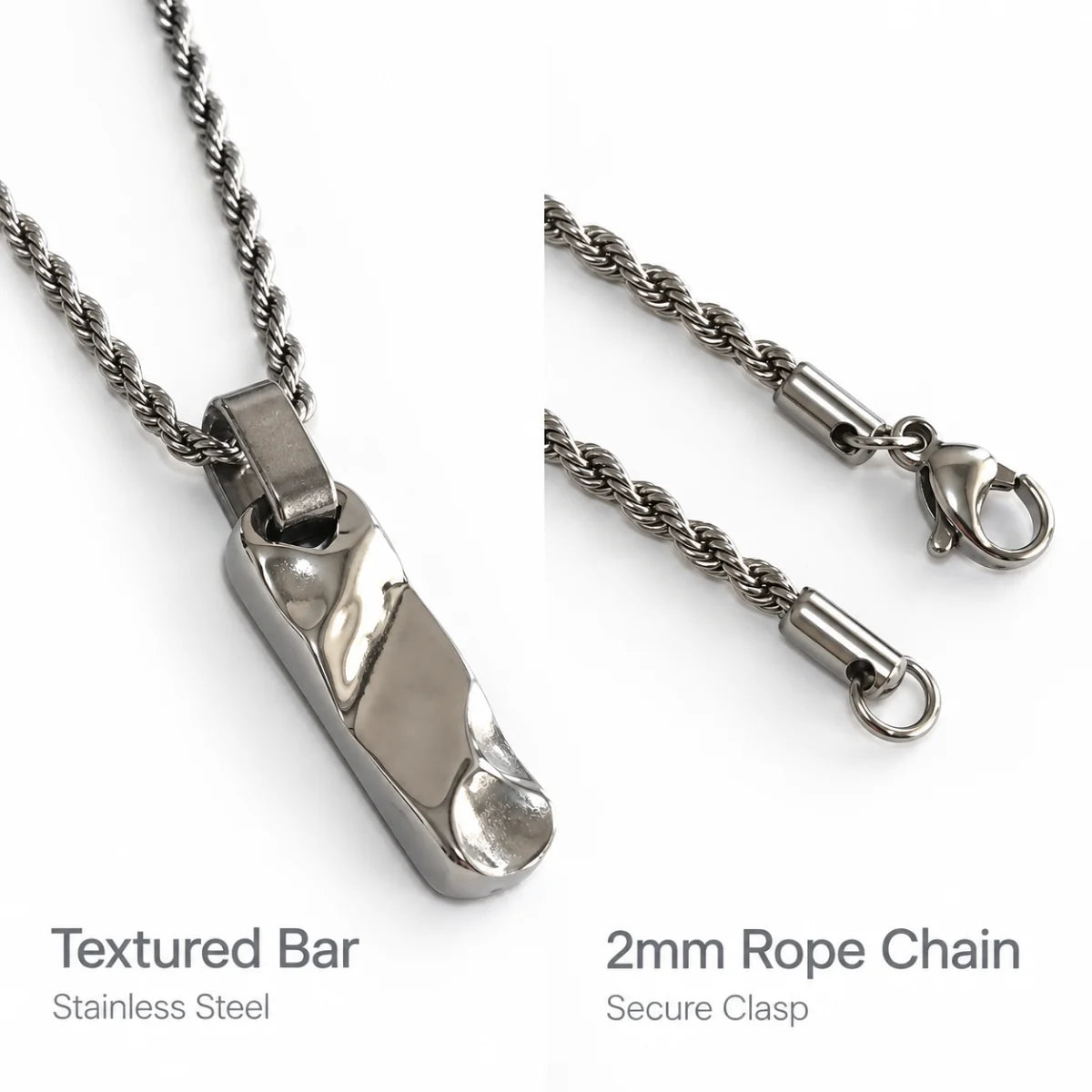 textured bar necklace rope chain product details