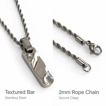 textured bar necklace rope chain product details