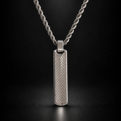 textured vertical bar necklace black background hero