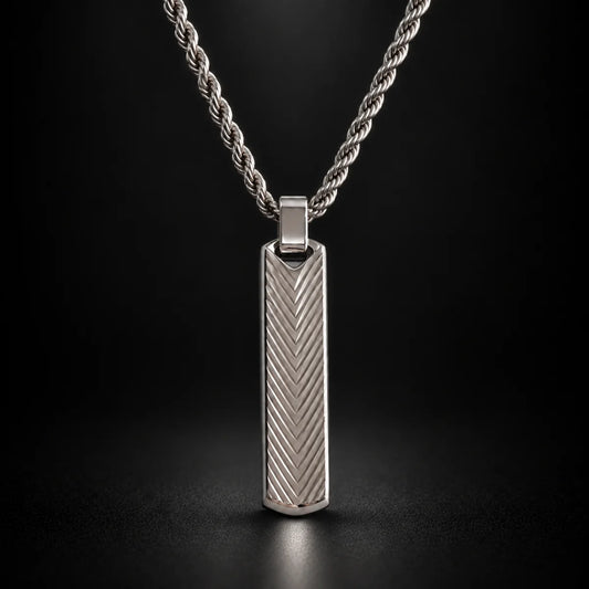 textured vertical bar necklace black background hero