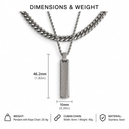 textured vertical bar necklace dimensions and weight