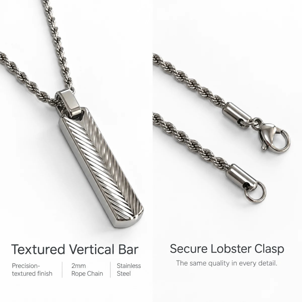 textured vertical bar necklace rope chain product details