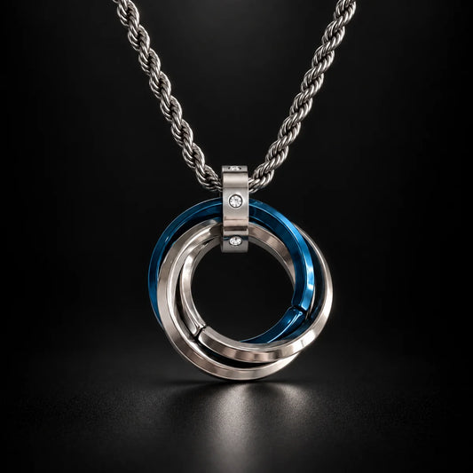 three ring necklace black background hero