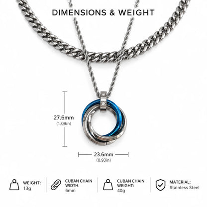 three ring necklace dimensions and weight