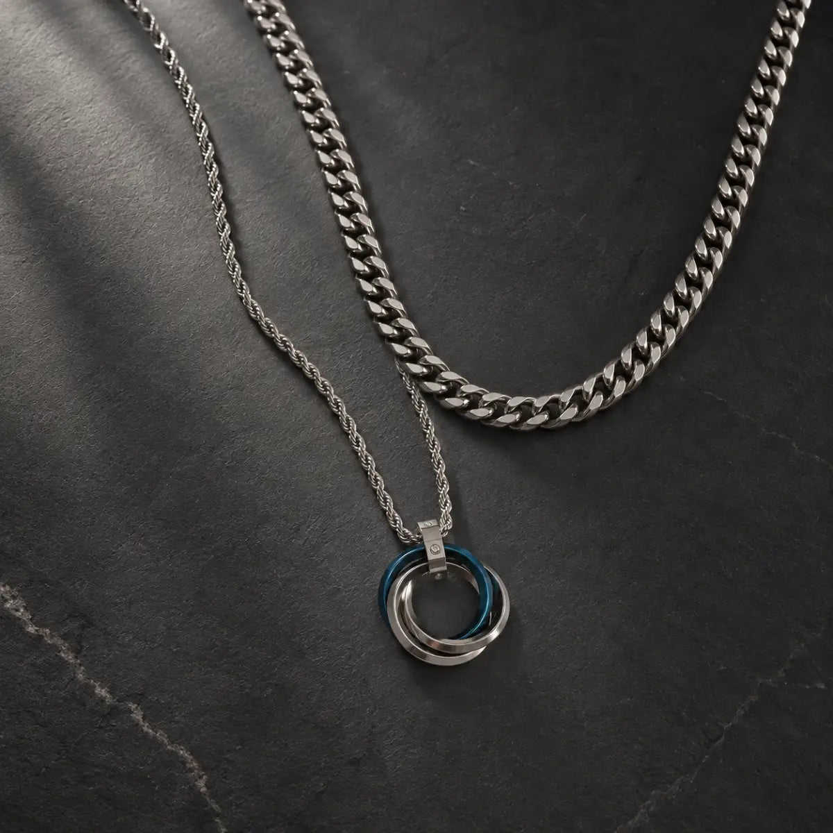 three ring necklace layered set birds eye display