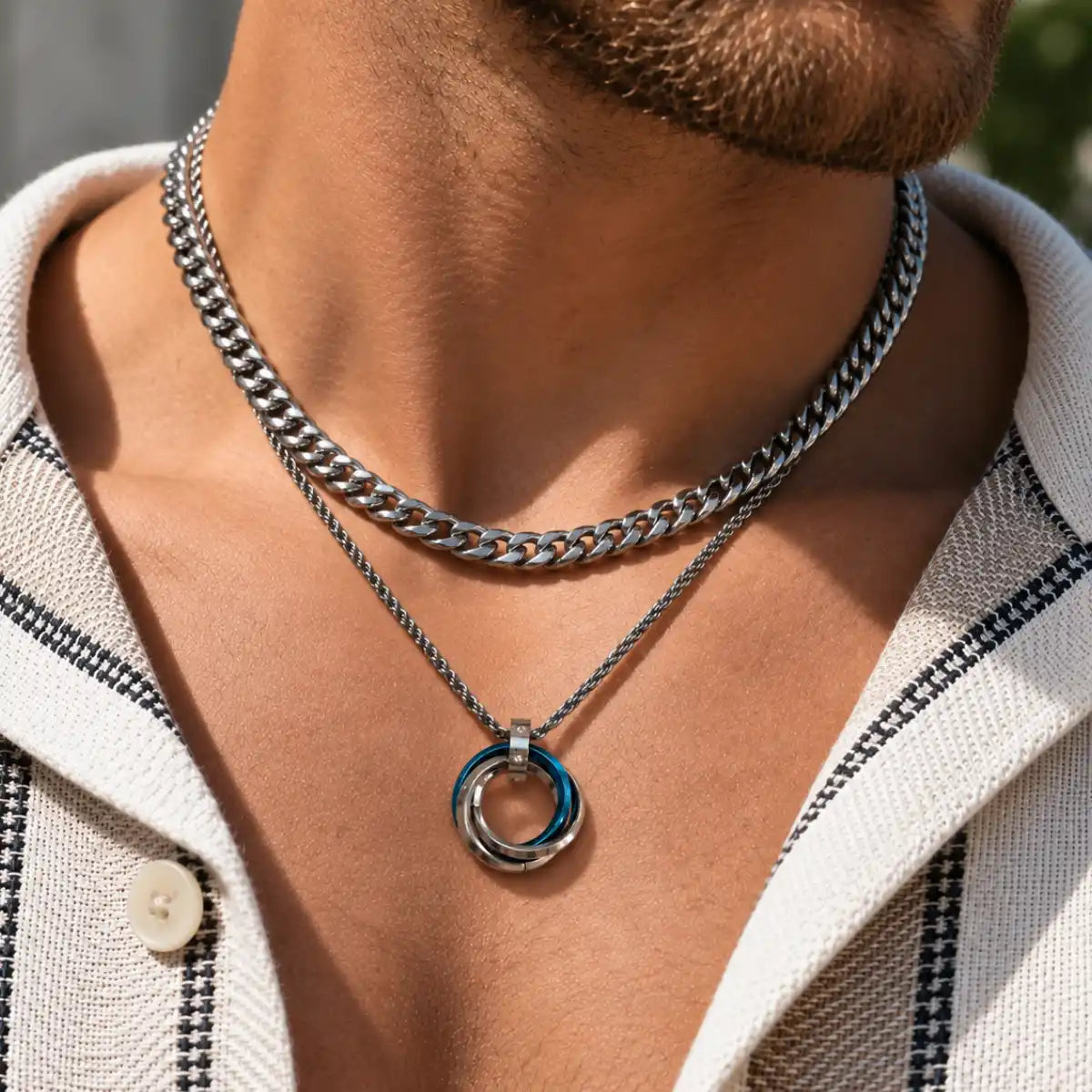 three ring necklace layered set lifestyle