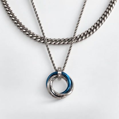 three ring necklace layered set white background