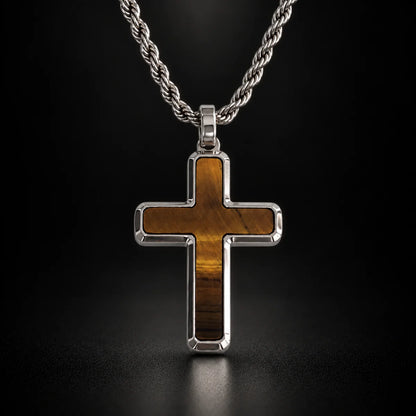 tiger eye cross necklace black background hero