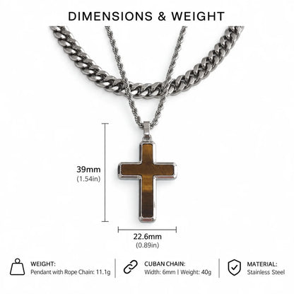 tiger eye cross necklace dimensions and weight