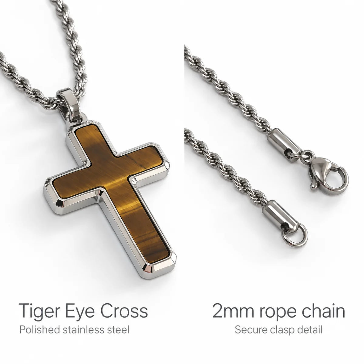 tiger eye cross necklace rope chain product details