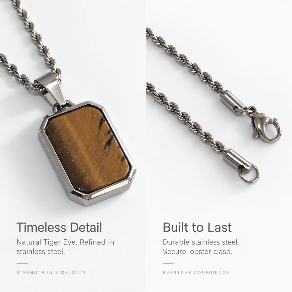 tiger eye dog tag necklace rope chain product details