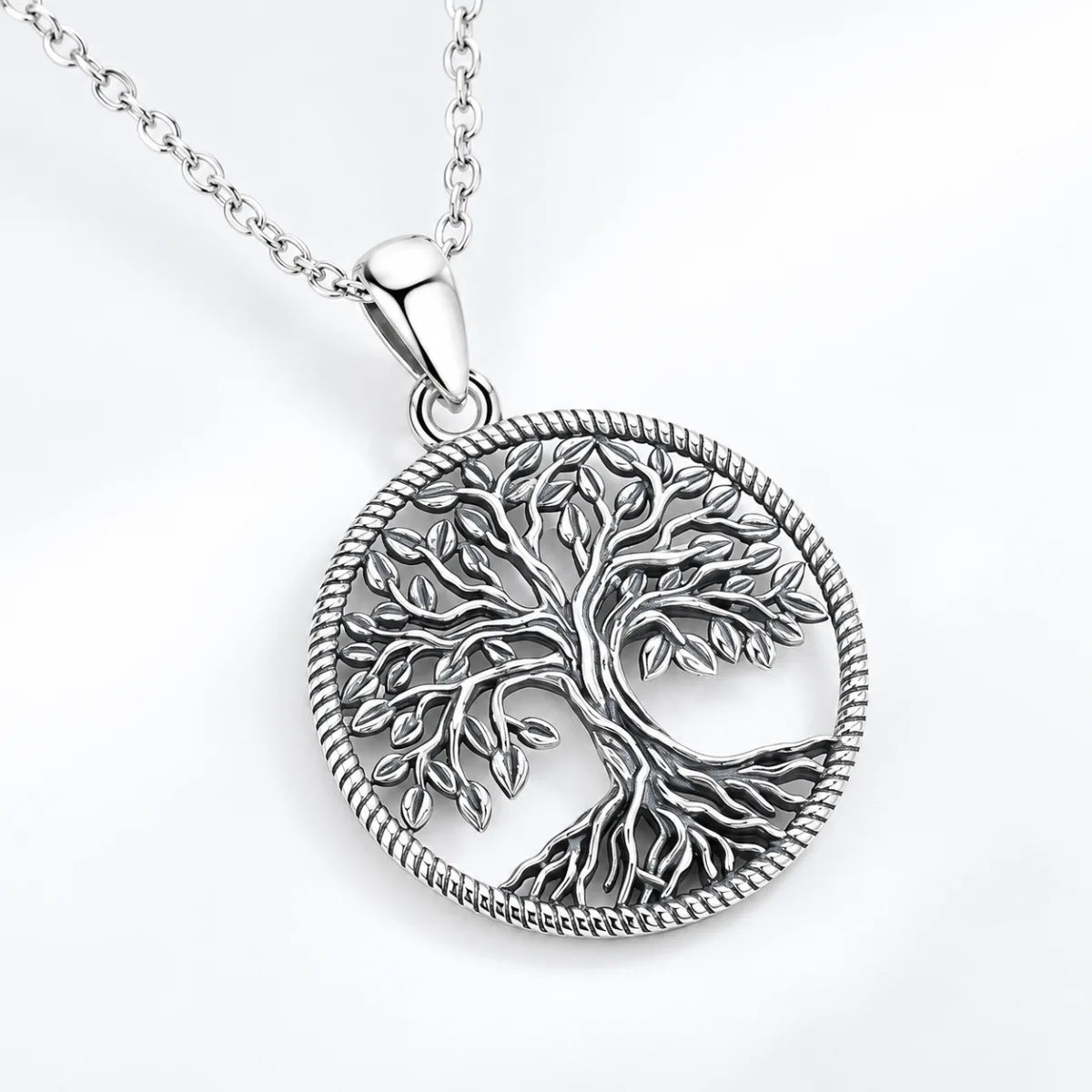 tree of life necklace rope border close up pendant details