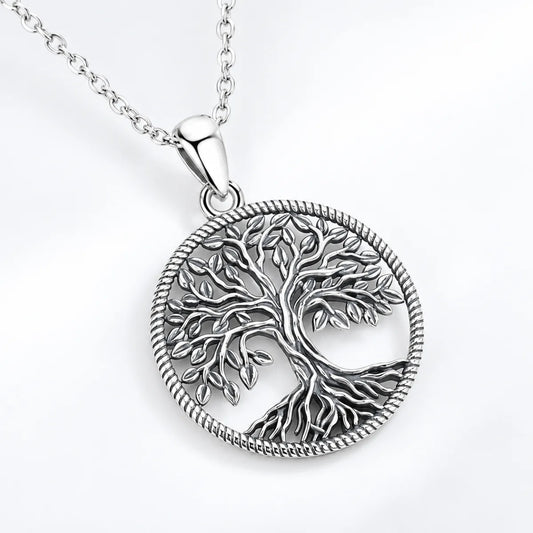 tree of life necklace rope border close up pendant details