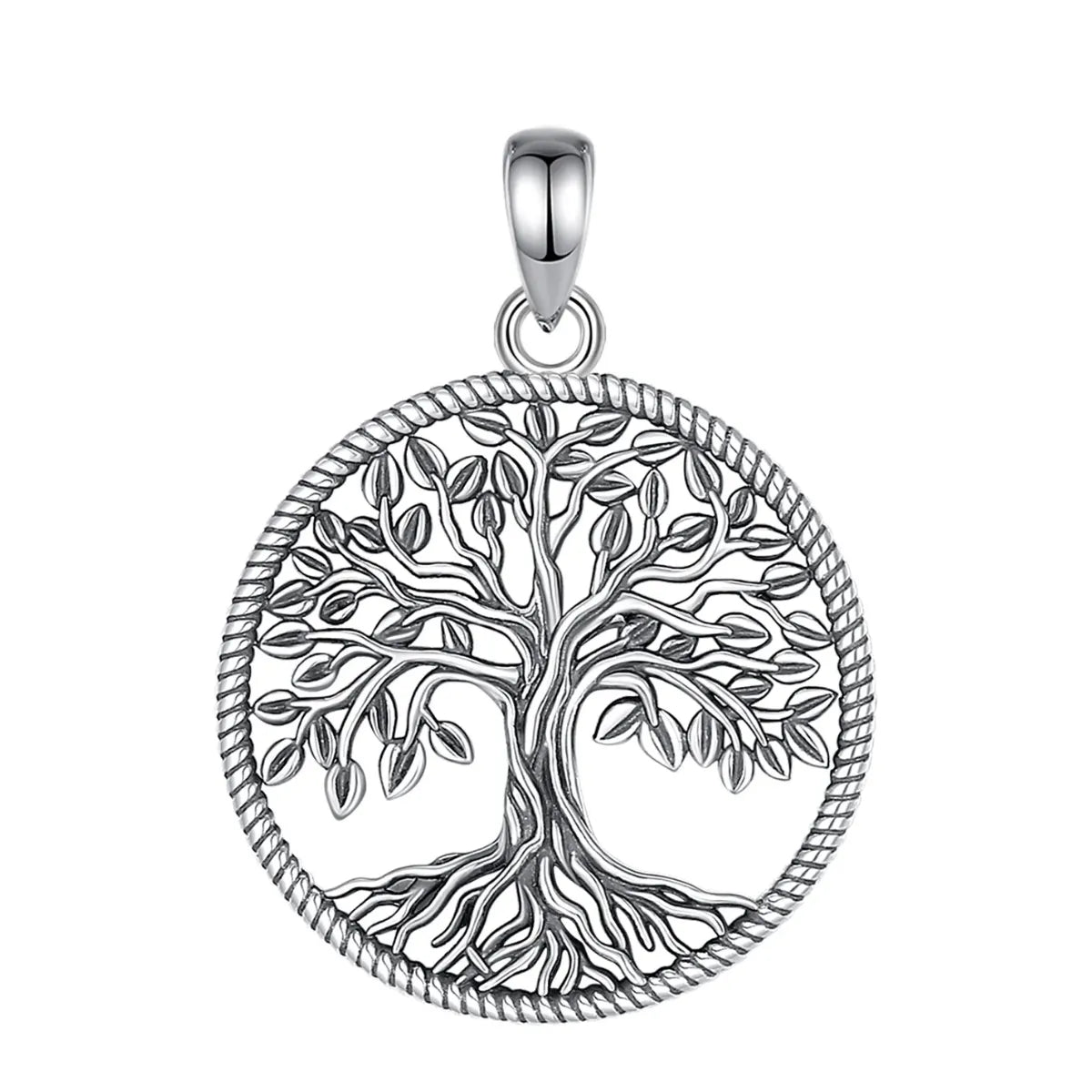 tree of life necklace rope border sterling silver pendant only