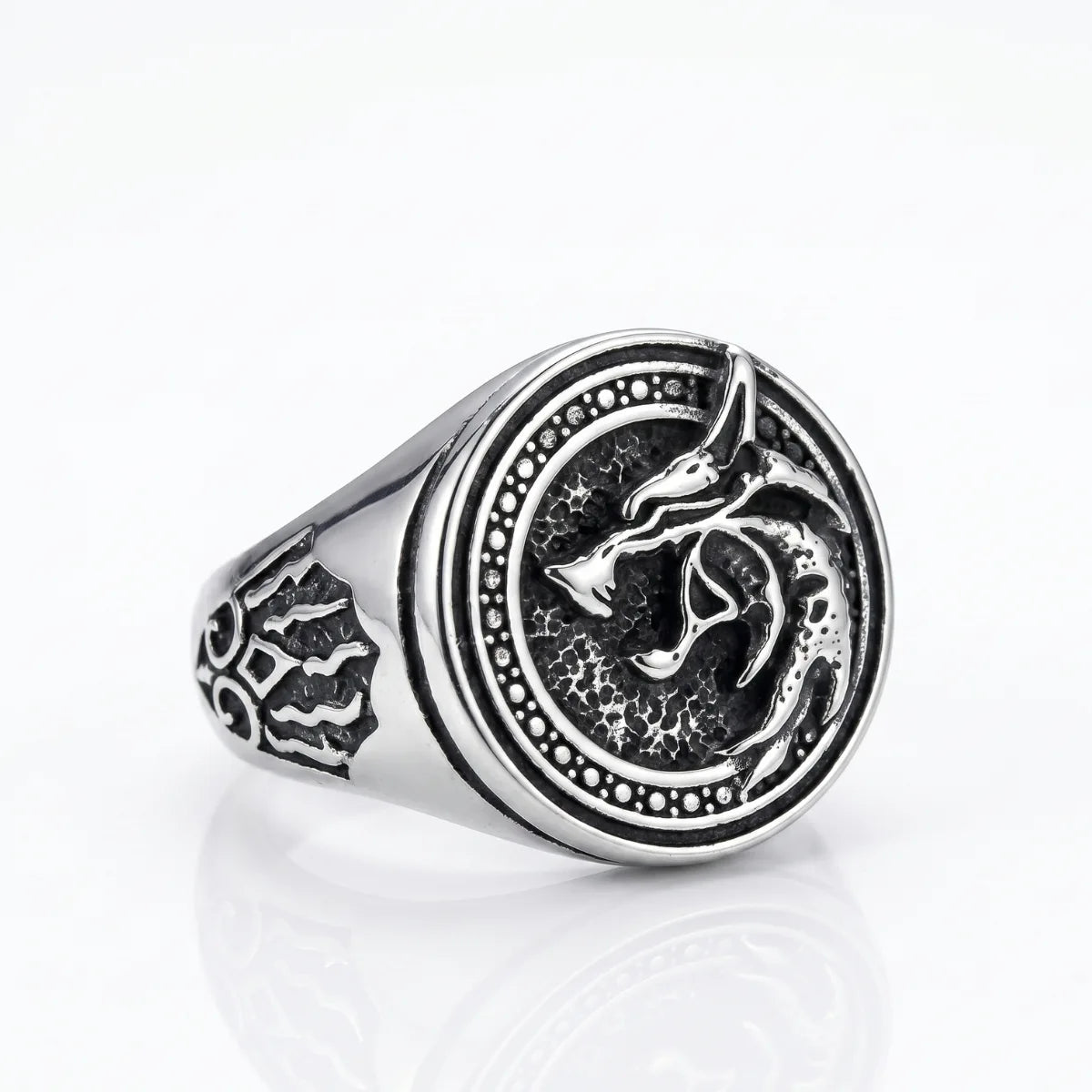 Tribal Wolf Signet Ring Silver