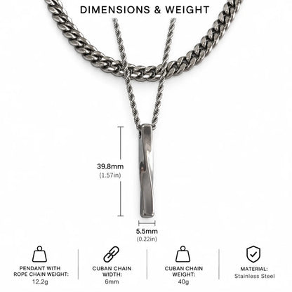 twist bar necklace dimensions and weight