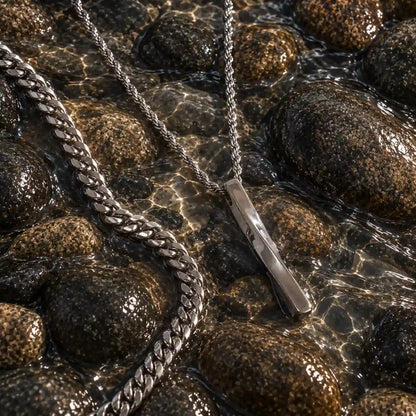 twist bar necklace layered set water stone display
