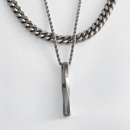 twist bar necklace layered set white background