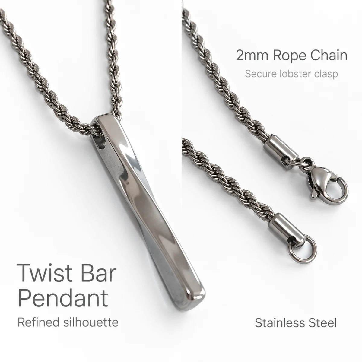 twist bar necklace rope chain product details