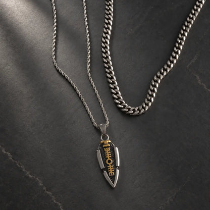 valknut spearhead pendant necklace layered set birds eye display