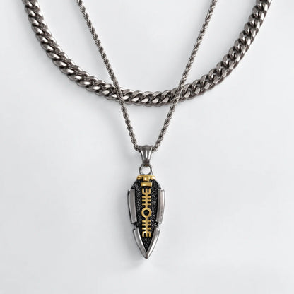 valknut spearhead pendant necklace layered set white background