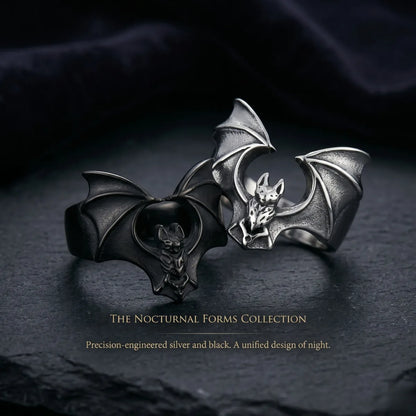 Vampire Bat Rings Collection Silver And Black Premium Stainless Steel Macabre Aesthetic Jewelry