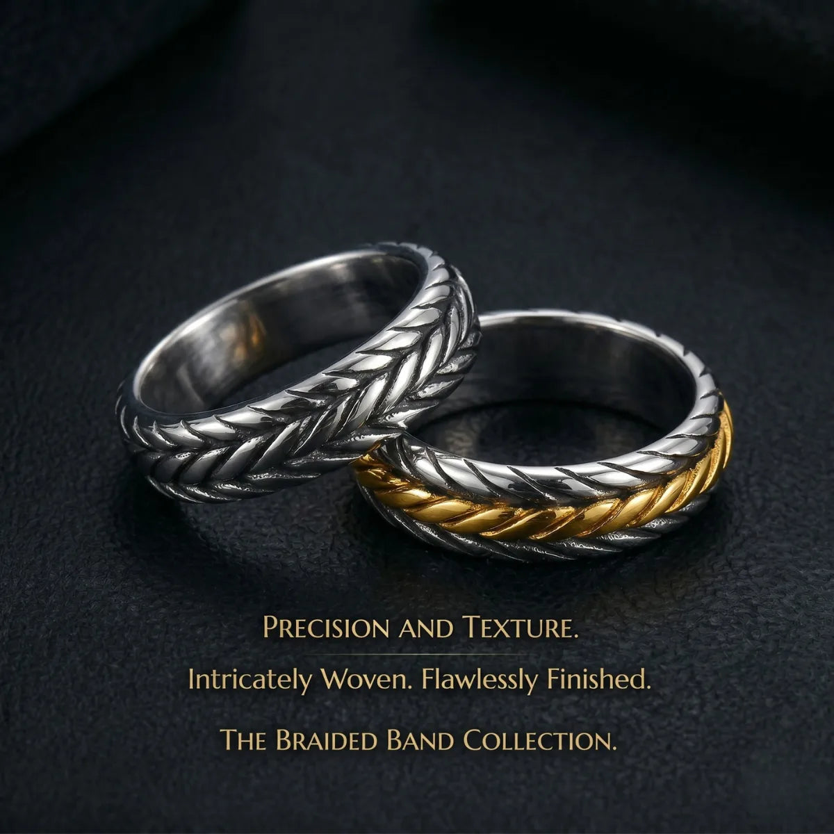 Viking Braided Band Rings Duo Premium Stainless Steel Nordic Accessories