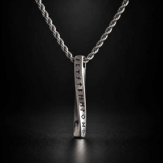 Viking Rune Twist Necklace Black Background