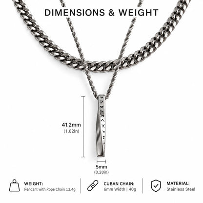 Viking Rune Twist Necklace Layered Set Dimensions and Weight