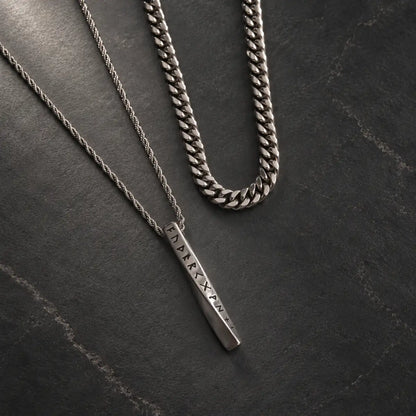 Viking Rune Twist Necklace Layered Set Flat Lay