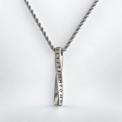 Viking Rune Twist Necklace Pendant with Rope Chain