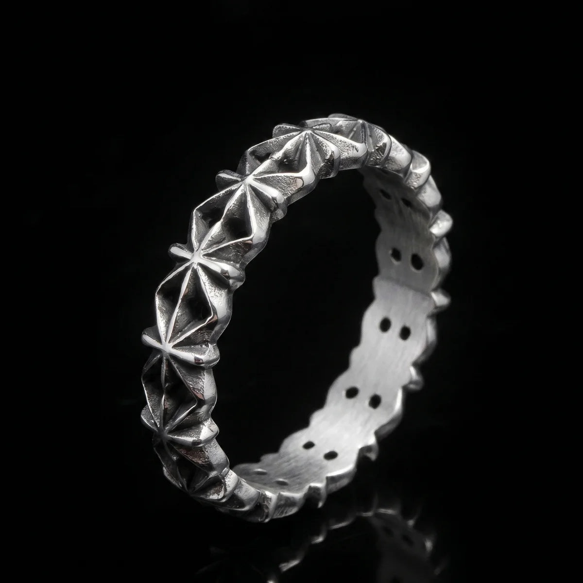 Vintage Star Loop Ring Front View Premium Stainless Steel Celestial Geometric Jewelry