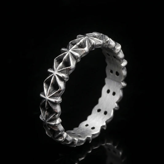 Vintage Star Loop Ring Front View Premium Stainless Steel Celestial Geometric Jewelry