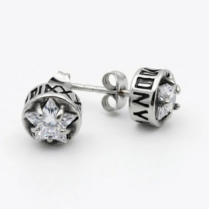 White CZ Roman Numeral Star Studs pair