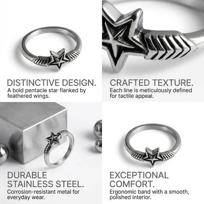 Y2K star ring design features durable stainless steel
